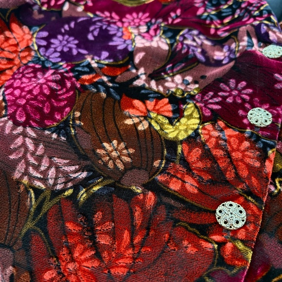 VTG 90s Velvet Burnout Floral Tapestry Vest Whimsygoth Colorful Bold Size M - Picture 5 of 7